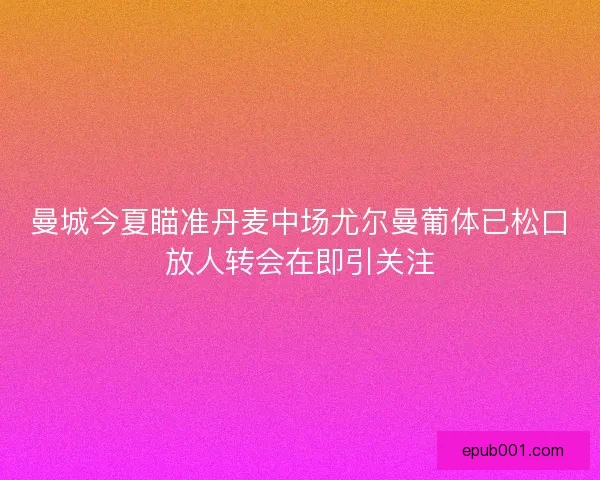 曼城今夏瞄准丹麦中场尤尔曼葡体已松口放人转会在即引关注 曼城今夏瞄准丹麦中场尤尔曼葡体已松口放人转会在即引关注